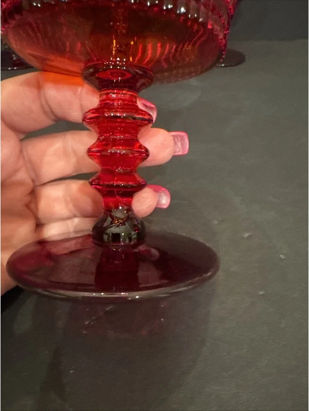 Vtg Fenton Art Glass (5) Lincoln Inn Ruby Red Champagne Sherbet Glasses 1930’s